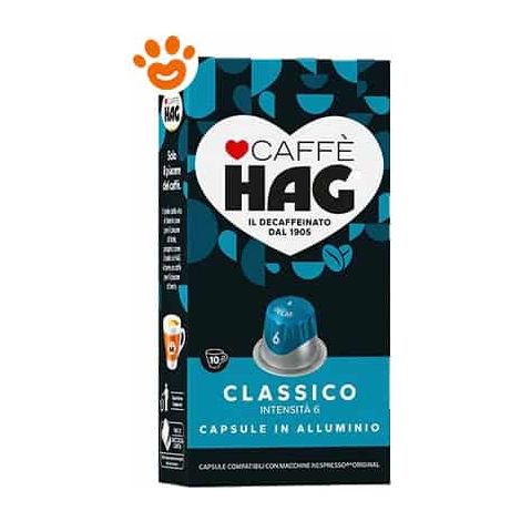 Hag Caffè Capsule Nespresso -
Espresso Classico Decaffeinato - Confezione 10 Capsule -