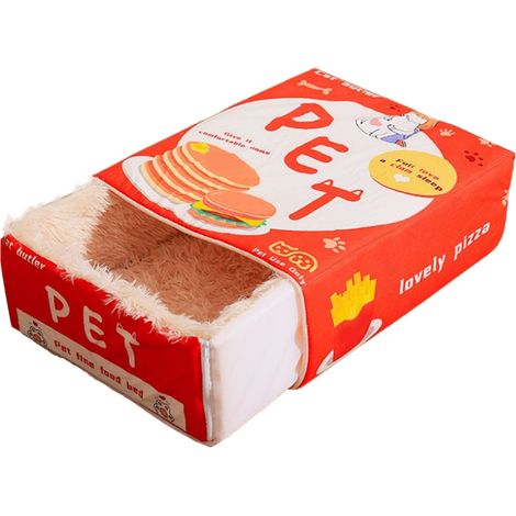 Snack boîte panier fermé pour chat animal de compagnie maison voyage rouge dessin animé rectangulaire universel multifonction doux (1/5)