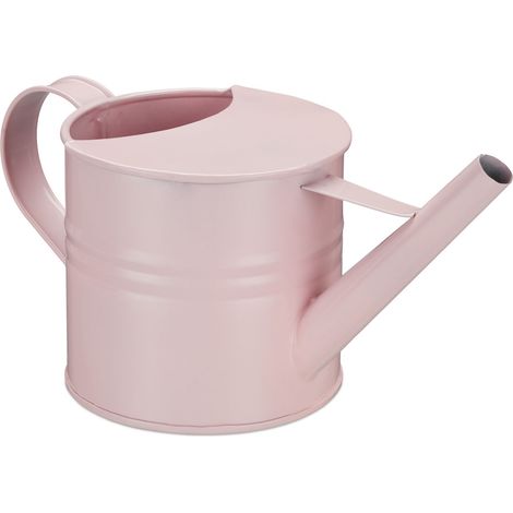 Relaxdays Innaffiatoio, 1,3 Litri, Annaffiatoio Piccolo per Piante, Decorazione Home, Vaso in Metallo, Vintage, Rosa