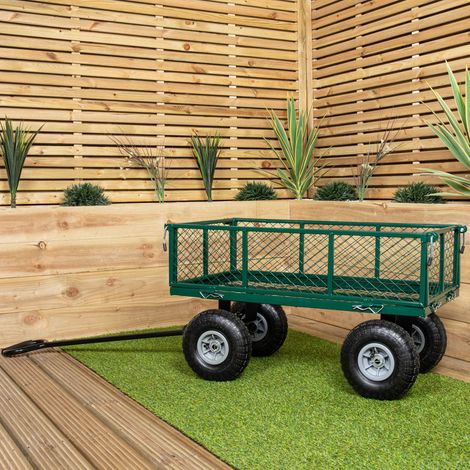 Heavy Duty Green Metal Garden Festival Cart Truck Trolley Wheelbarrow (1/5)