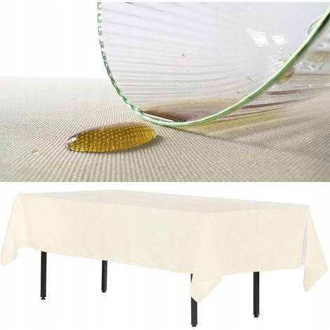 Fleckenabweisende, beige, glatte Tischdecke für rechteckige Tische (280 x 170 cm), Polyester, 180 g/m²