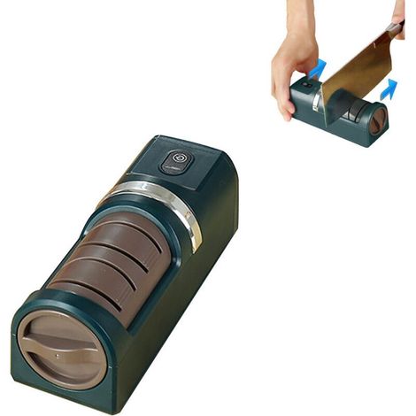 Aiguisoir Électrique Portable Rechargeable USB avec Base Anti-Dérapante et Meules Grossière et Fine pour Cuisine, Chef, Maison, Extérieur et Camping (1/4)
