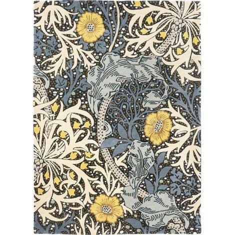 Tapis salon et chambre en laine 170x240 bleu et jaune fait à la main (1/5)