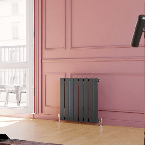 ELEGANT 600 x 600 mm Anthracite Horizontal Column Designer Radiator Single Flat Panel Radiator Heater (1/5)