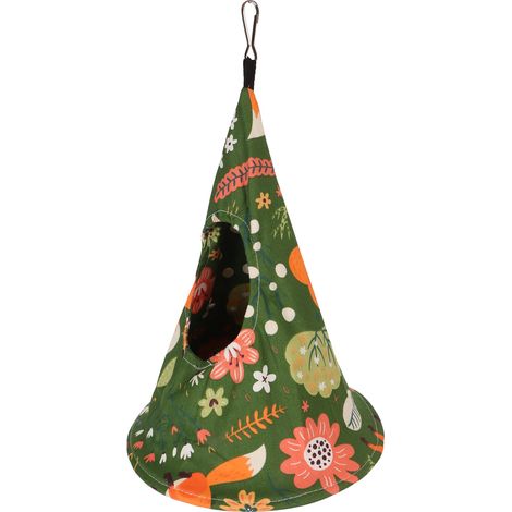 Nid suspendu en coton doux, respirant et lavable, pour perroquet ou perruche, vert, 15 x 22 cm / 5,9 x 8,7 pouces (1/5)