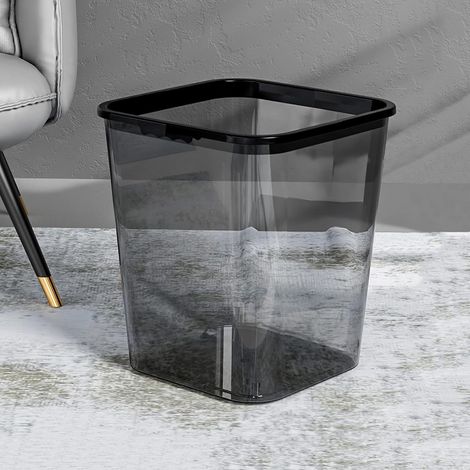 Poubelle en plastique transparente, petite poubelle avec anneau de pression pour salle de bain, chambre à coucher, cuisine, dortoir universitaire, bureau – Transparent (gris)