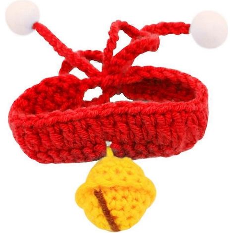 Elastisches Strickhalsband für Katzen, rotes Glöckchen, Größe S, verstellbares Katzenhalsband, stilvolles und bequemes Accessoire.