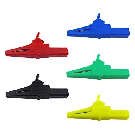 Pinces Crocodiles de Protection isolantes 4mm 32A 1500V Pince Crocodile pour Test multim¨¨Tres et Pinces (5 Couleurs) 5 pi¨¨Ces (1/5)