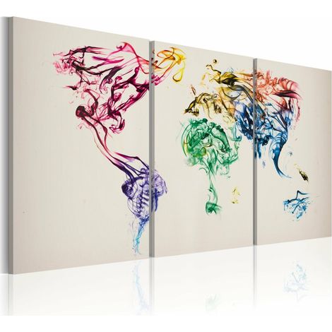Tableau carte du monde abstrait - 120 x 60 cm (1/4)