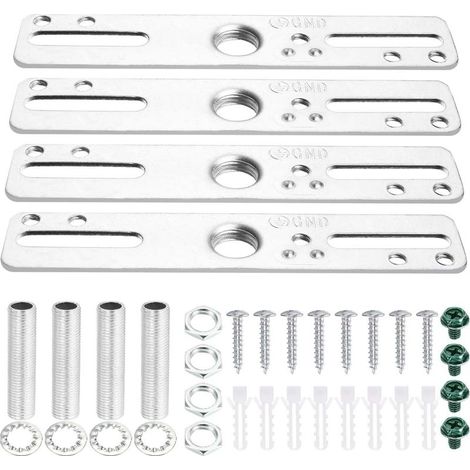 Kit de fixation pour plafonnier 4 pouces, 4 pièces, barre transversale universelle pour lustres et appliques murales, argent (1/3)