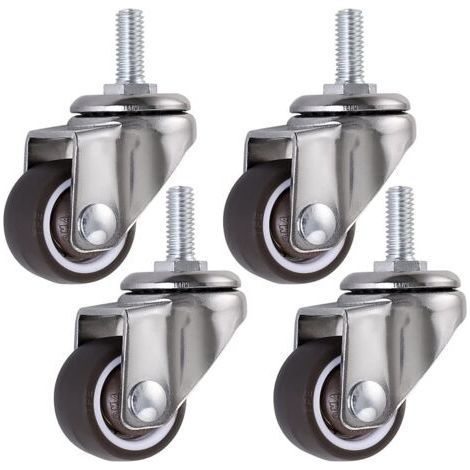 Pcs Roue pivotante, roulettes pour meubles à tige 25mm en M6 × 15, roulettes pivotantes en caoutchouc, pourchariots, chariot, lit bébé, meuble, table, capacité de chargement 15kg par roue (1/5)