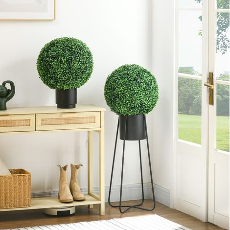 Lot de 2 boules de buis artificielles avec protection UV, intérieur/extérieur, Ø40 cm, vert (1/5)