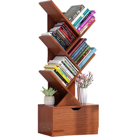 Étagère de rangement au sol pour étudiants, en forme d'arbre, économique et simple, petite bibliothèque avec tiroirs de rangement. (1/5)