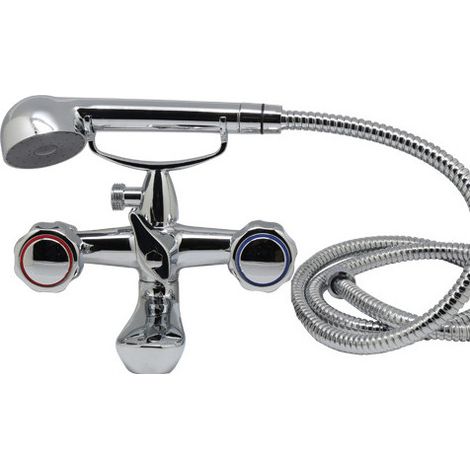 Grifo de bañera con ducha – mezclador cromado con ducha de mano y flexible de 120 cm – Art.104