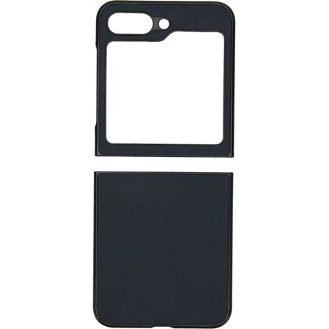Étui en cuir de protection anti-rayures et anti-chocs pour Galaxy Z Flip 5, bleu deux tons, grain de vachette, rabat pliable (1/5)