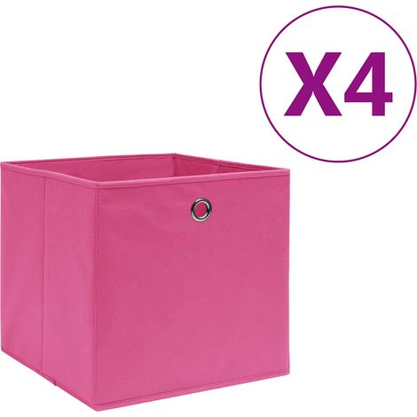 vidaXL Cajas de almacenaje 4 uds tela no tejida rosa 28x28x28 cm (1/5)
