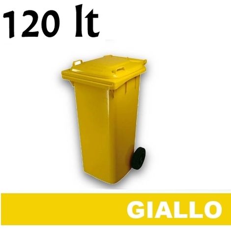 Cassonetto/Pattumiera/Contenitore/Bidone per raccolta rifiuti uso esterno 120lt Giallo