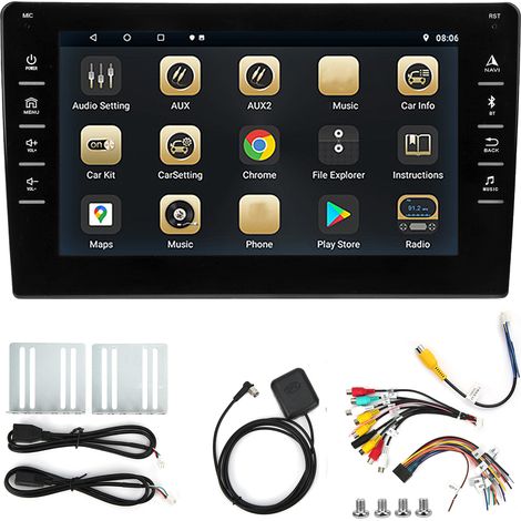 Autoradio GPS 8 pouces universel, 1+16 Go, WiFi, Quad Core, écran HD, autoradio multimédia pour Android 9.1 (1/5)