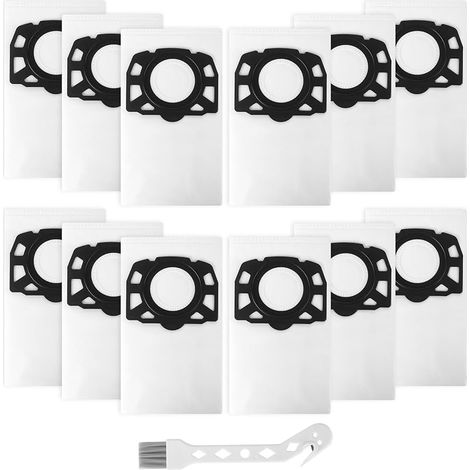 12 Pièces Sacs d'aspirateur KFI 487,Sacs Aspirateur Pour Kärcher WD4/WD5/WD6/WD5P/WD6P/MV4/MV5/MV6,Compatible avec Aspirateur Kärcher 2.863-006.0,Avec 1 pinceau (1/5)
