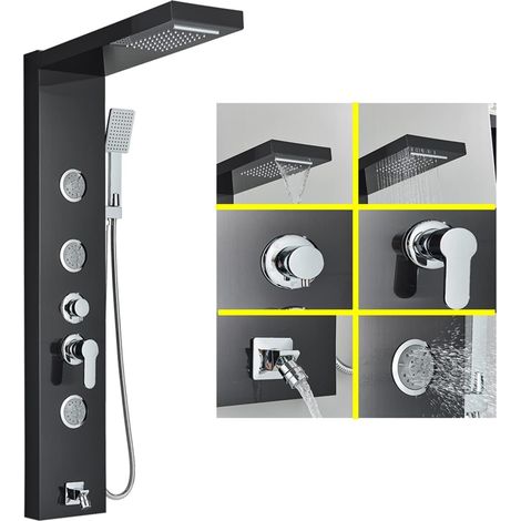 Ensemble de douche mitigeur thermostatique intelligent LED panneau de douche bain douche robinet température affichage numérique baignoire robinet corps système de Massage Jets tour douche colonne rob (1/5)