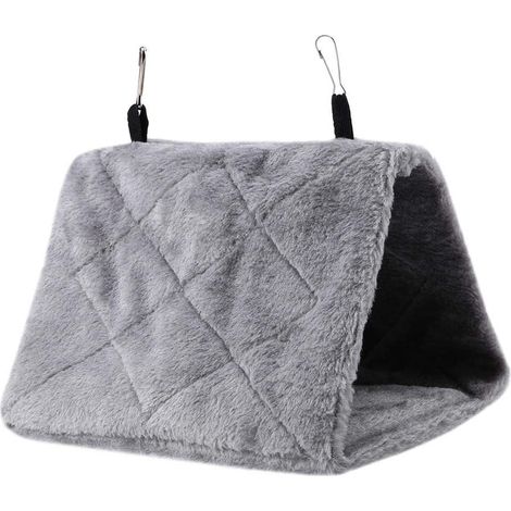 Nichoir et mangeoire, Maison de repos familiale, peluche chaude, jouet hamac pour perroquet (gris) (1/5)