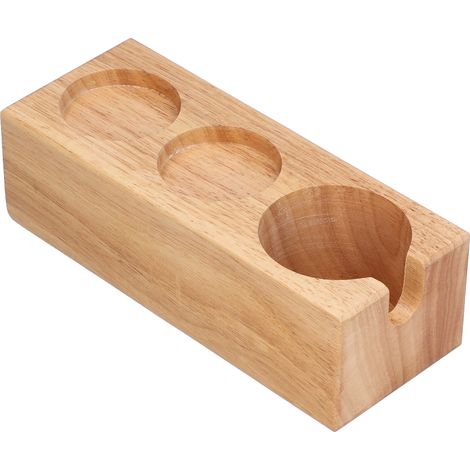 Porte-tasseur à café en bois, porte-porte-filtre à café, étagère de rangement à trois trous pour comptoir de bar (1/5)