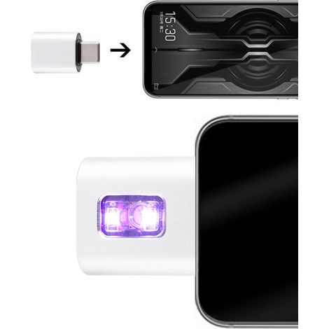 Mini-USB-Handy-UV-Lampe, tragbar, UVC-LED, silberfarben, passend für Android (1/5)
