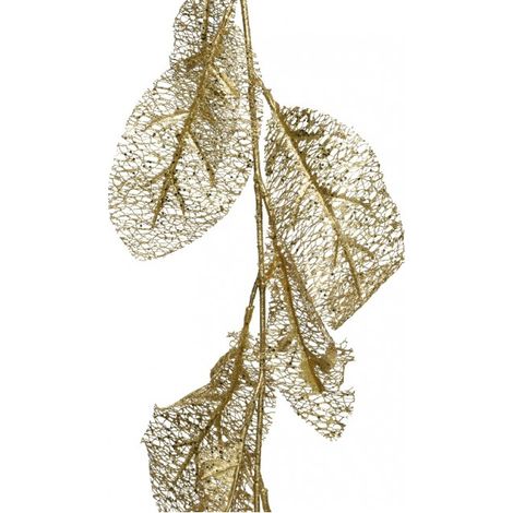 Festone natalizio ghirlanda color Oro con foglie, decorazione da 190 cm (1/4)