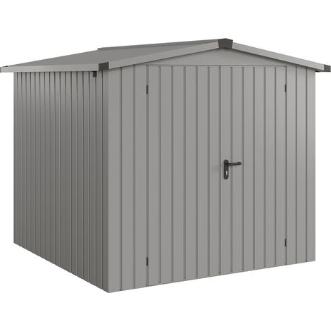 Hörmann Ecostar Metall-Gerätehaus "Euroline Trend" mit Satteldach ESD 5, graualuminium, 214 x 214 cm, 2-flüglige Tür
