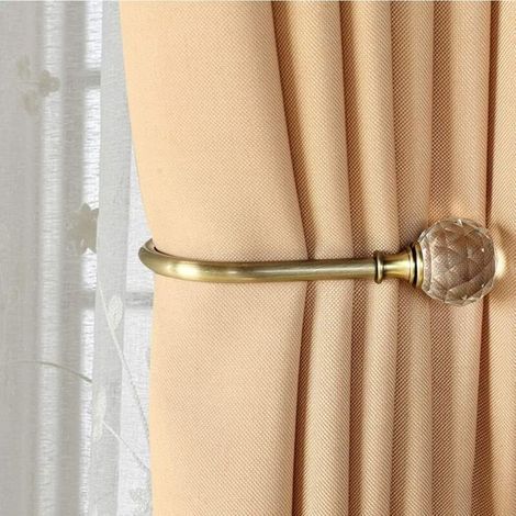 Sujetadores de cortinas, ganchos de pared metálicos en forma de U, sujetadores de cortinas, sujetadores metálicos - 4 unidades (Bronce) (1/4)