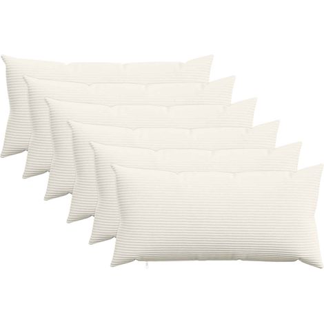 Housse de coussin 6 pcs HEERLEN Crème 40 x 80 cm velours côtelé vidaXL