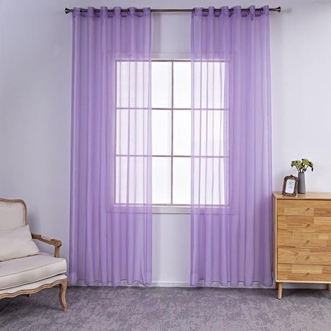 Rideaux transparents - Voilage - Œillets - Lot de 2 - Moderne - Salon - Uni - Prêts à poser - Rideaux voilages - Décoratifs - Fenêtres - Chambre - Porte-fenêtre - Dimensions : 140 cm x 230 cm (1/5)