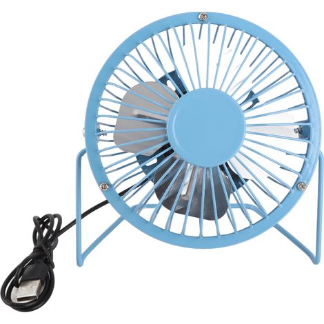 Mini ventilateur de bureau 4 pouces, rechargeable par USB, en métal, petit ventilateur de refroidissement personnel, bleu (1/2)