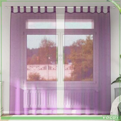 Rideau en voile - FAFEISY - Voile - Violet - 140x245 cm - Semi-transparent (1/5)