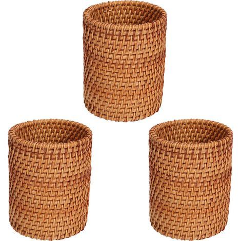 3X Baguettes En Rotin Tube Cuillères à Pelle Seau Couteaux à Dîner Fourchettes Vaisselle Boîte de Rangement A (1/5)