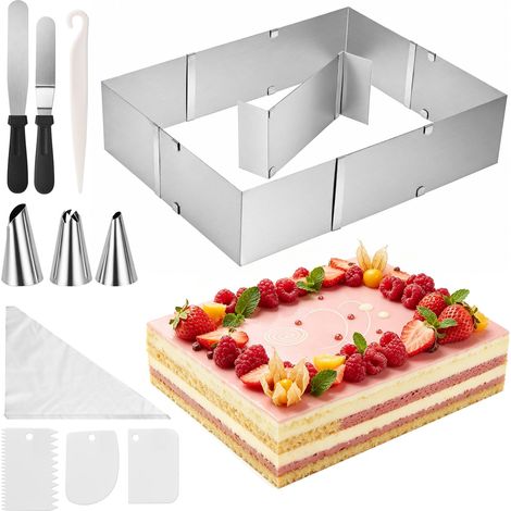 10cm Haute 18x28 à 33x53cm Cadre Patisserie Rectangulaire Moule Gateau (1/5)