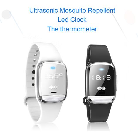 Bracelet anti-moustiques à ultrasons 3 en 1 M20 avec horloge LED et détecteur de chaleur, répulsif contre les insectes nuisibles. (1/5)