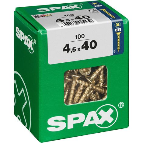Boîte 100 Unités. Vis A Bois Spax Cab. Plat Yellox 4.5x40mm Spax (1/3)