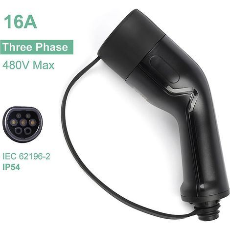 Chargeur pour véhicule électrique de type 2, prise femelle côté VE, IEC62196, adaptateur de charge Mennekes 32 A/16 A triphasé 480 V/s (1/5)