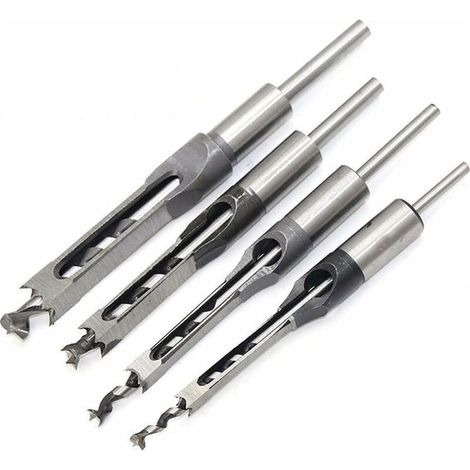 Jeu de 4 bédanes Forets à trou carré, bédanes creux en acier Outils de menuiserie Set (1/4 -1/2 - 5/16 - 3/8 pouces) (1/5)