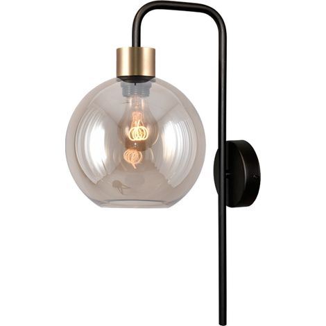 Lampe murale Lazise noir avec verre ambré doré - 3640-02-02-20 (1/2)