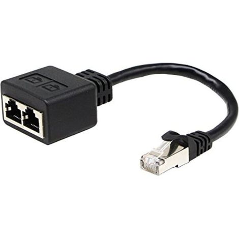 Adaptateur réseau RJ45 1 à 2,RJ45 A mâle-femelle adaptateur double (15cm) Il est utilisé pour commuter le réseau de deux ports indépendamment,et les deux ports ne peuvent pas être utilisés en (1/5)