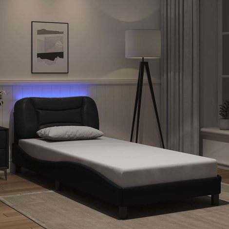 Cadre de lit avec LED sans matelas Hvar noir 80x200 cm (1/5)