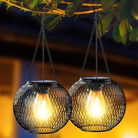 Lanterne Solaire Exterieur Jardin, Lampes Solaires Extérieure en Métale IP65 Étanche Lanterne Led Blanc chaud Lanterne (1/5)
