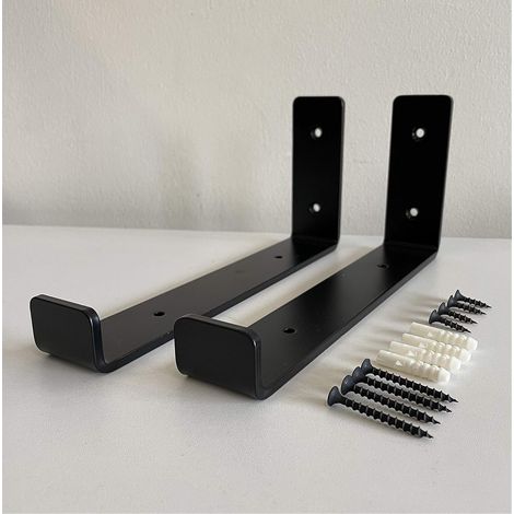 2 X Heavy Duty Scaffold Shelf Brackets 225mm, Industrial Style for 9 Inch Boards, 5mm Steel, for Living Room, Kitchen, Office (1/5)