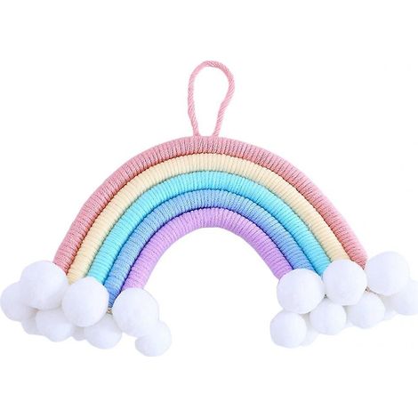 Handgewebter Regenbogen-Wandteppich aus Baumwollgarn, Wandbehang für Schlafzimmer und Zuhause, Bastelbedarf (1/5)