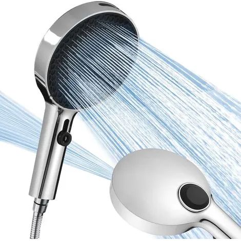 Pommeau de douche haute pression avec jet de lavage, pommeau de douche de grand diamètre (130 mm) avec 3 jets différents, pommeau de douche puissant pour salle de bain, pommeau de douche sans flexible (1/3)