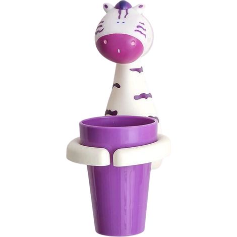 Porte-brosse à dents enfant en forme de zèbre violet, idéal pour la salle de bain. (1/5)