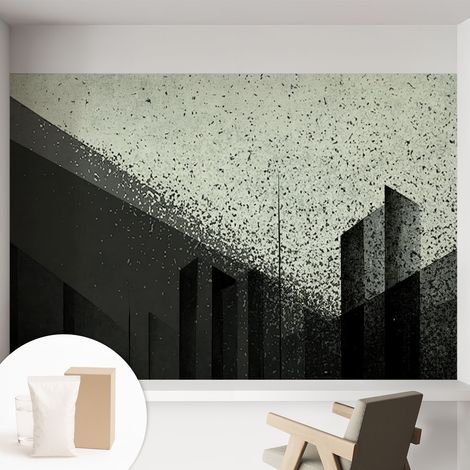 Papier peint intissé pour salon chambre à coucher peint imprimé pour mur - Colle incluse gratuite Géométrie urbaine 152x104 cm (1/5)