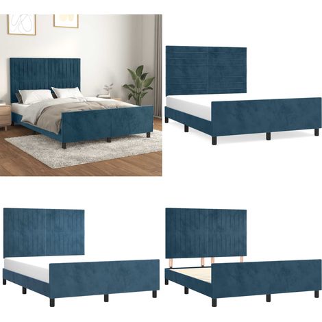 Bettgestell ohne Matratze Dunkelblau 140x200 cm Samt - Samtbettwäsche - Doppelbett - Boxspringbett - Lattenrost - Bettsofa - Home & Living (1/5)